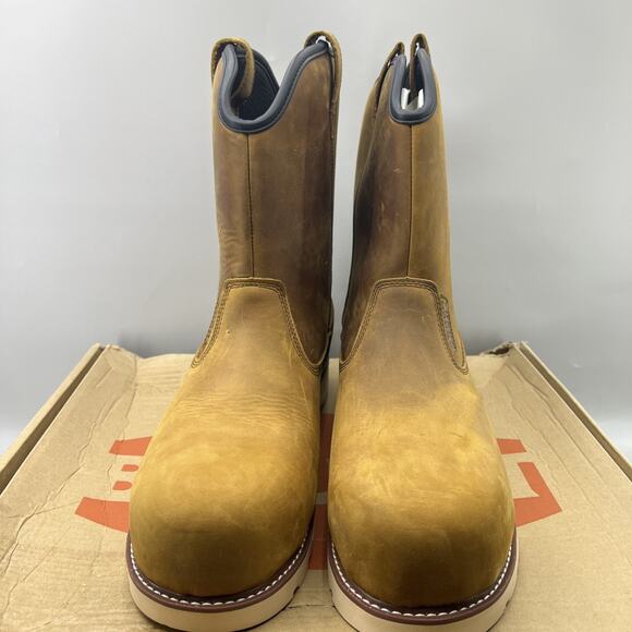 BRUNT Bolduc Boots Mens Size 12 Brown Pull On Work Safety Toe Wedge Shoes NEW - Picture 2 of 8